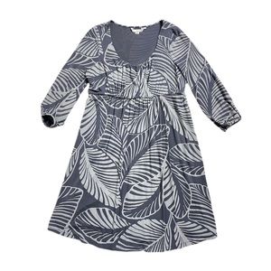Boden Grey Tropical Monstera Leaf‎ Print House Dress 10